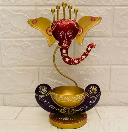 Intricately Crafted Spiritual Decor Ganesha with Tealight Candle Holde