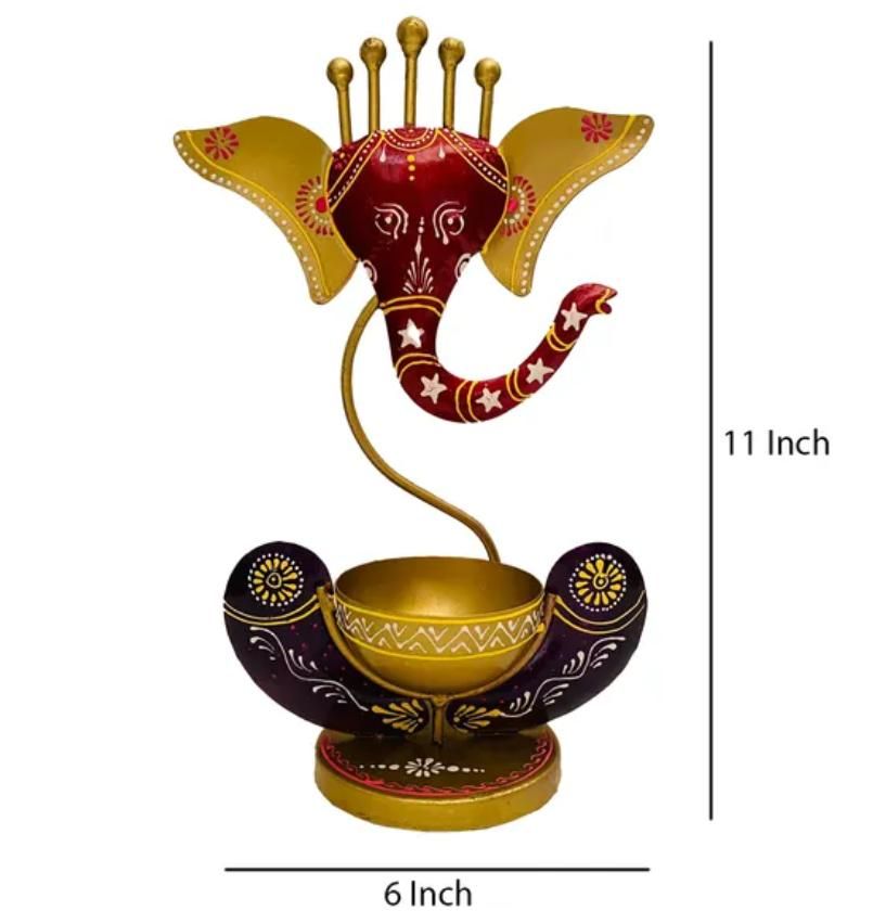 Intricately Crafted Spiritual Decor Ganesha with Tealight Candle Holde