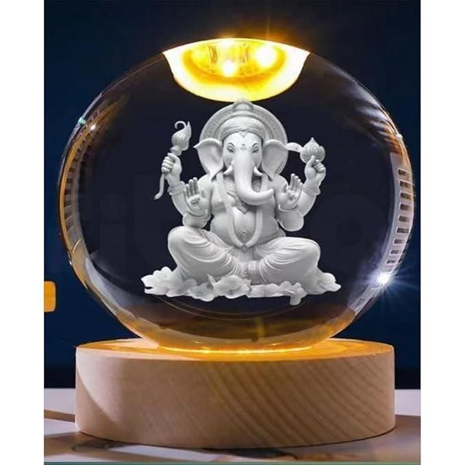 Premium Ganesh Crystal Ball Decor Lamp