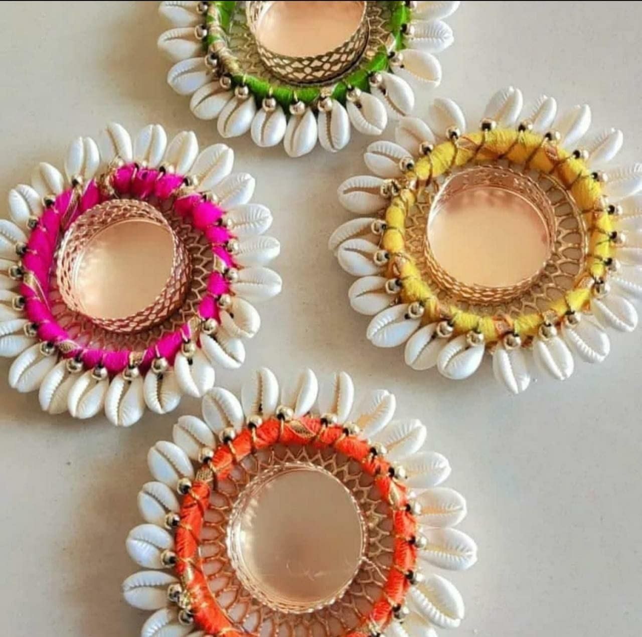 Cowrie Shell Design Tealight Holder - Pack of 2