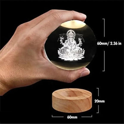 Premium Ganesh Crystal Ball Decor Lamp
