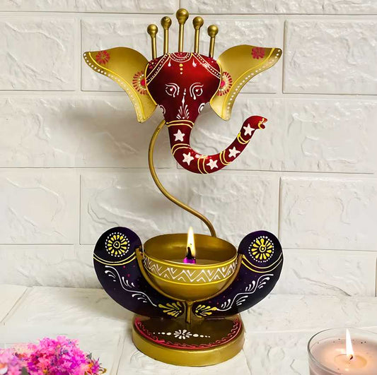 Intricately Crafted Spiritual Decor Ganesha with Tealight Candle Holde