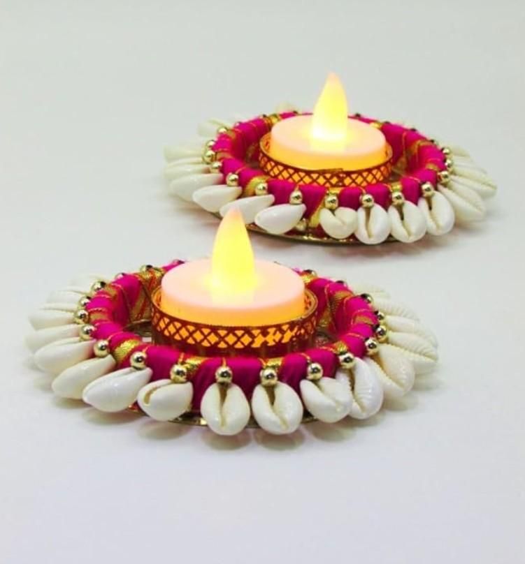 Cowrie Shell Design Tealight Holder - Pack of 2