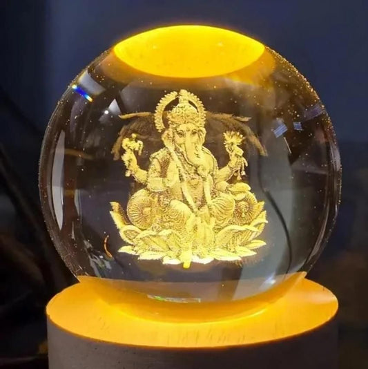 Premium Ganesh Crystal Ball Decor Lamp